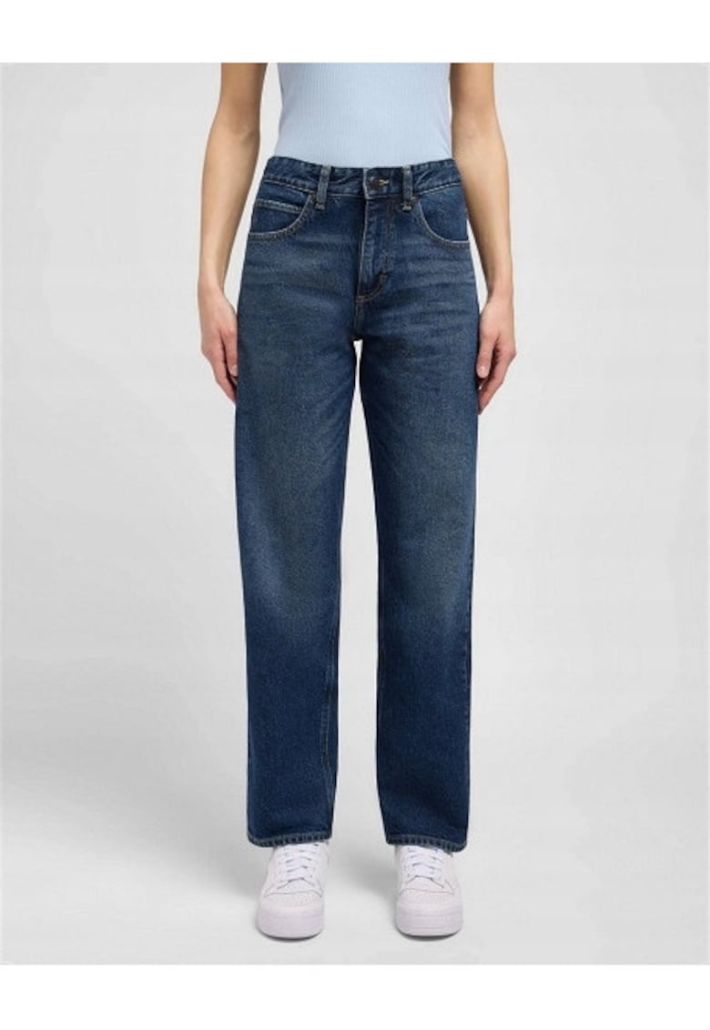Blugi Dama - Rider - Boyfriend - Talie Medie - 5 Buzunare - Fermoar - Lungi - Bumbac - W29-L31 US - Albastru
