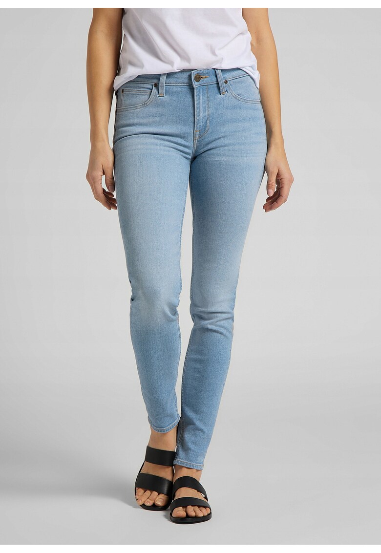 Blugi Dama - Scarlett - Skinny Fit - Talie Medie - 5 Buzunare - Fermoar - Lungi - Bumbac - W32-L33 US - Albastru