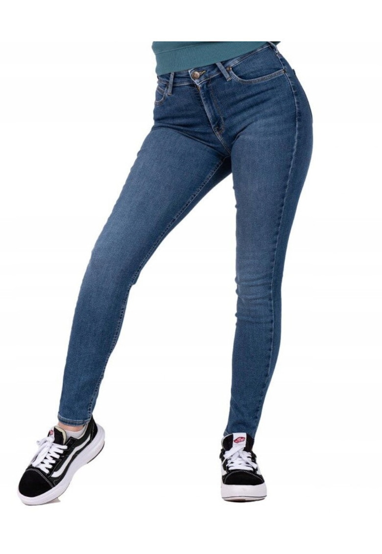 Blugi Dama - Foreverfit - Slim Fit - Talie Medie - 5 Buzunare - Fermoar - Lungi - Bumbac - W38-L31 US - Albastru