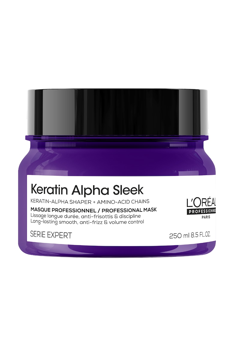 Masca profesionala pentru par matasos L’Oreal Professionnel Serie Expert Keratin Alpha Sleek - pentru netezime & efect anti-electrizare - control asupra volumului - par stralucitor - par hidratat - cu Keratin-Alpha Shaper & lanturi de aminoacizi - 250ml