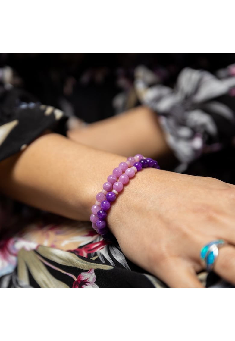 Set bratari handmade din jad lila si jad mov - pietre semipretioase