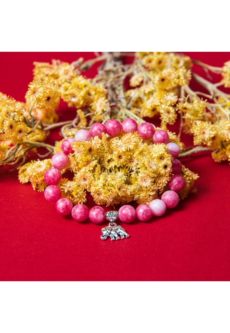 Bratara Paloma - Rodocrozit Roz - Charm Elefant - margele 8mm - set