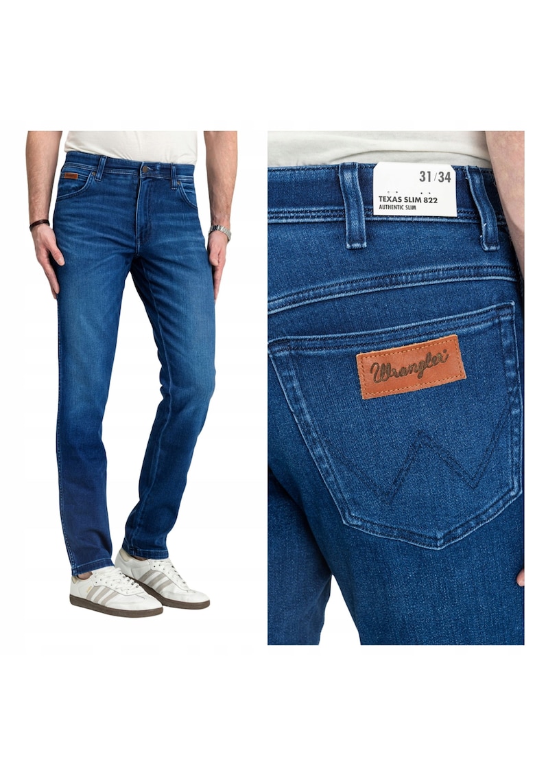 Blugi Barbati - Texas Slim - Slim Fit - Talie Medie - 5 Buzunare - Fermoar - Lungi - Bumbac - W31-L30 US - Albastru