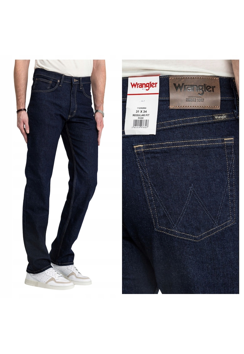 Blugi Barbati - Regular - Straight Fit - Talie Medie - 5 Buzunare - Fermoar - Lungi - Bumbac - Albastru