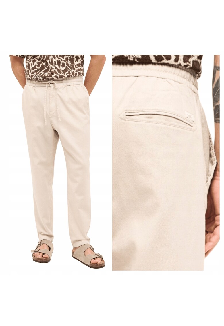 Blugi Barbati - Style Milano Jogger - Straight Fit - Talie Joasa - 5 Buzunare - Fermoar - Lungi - Bumbac - W32-L32 US - Alb