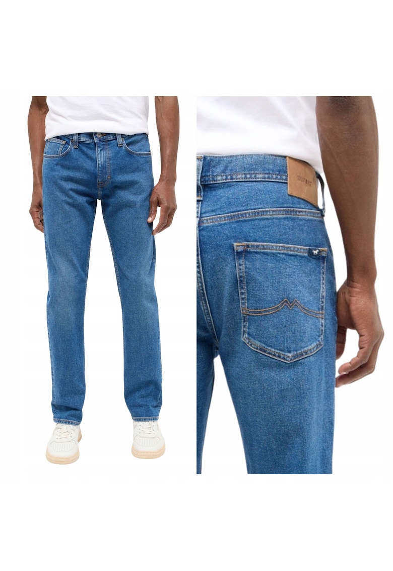 Blugi Barbati - Orlando Slim - Slim Fit - Talie Medie - 5 Buzunare - Fermoar - Lungi - Bumbac - W32-L32 US - Albastru