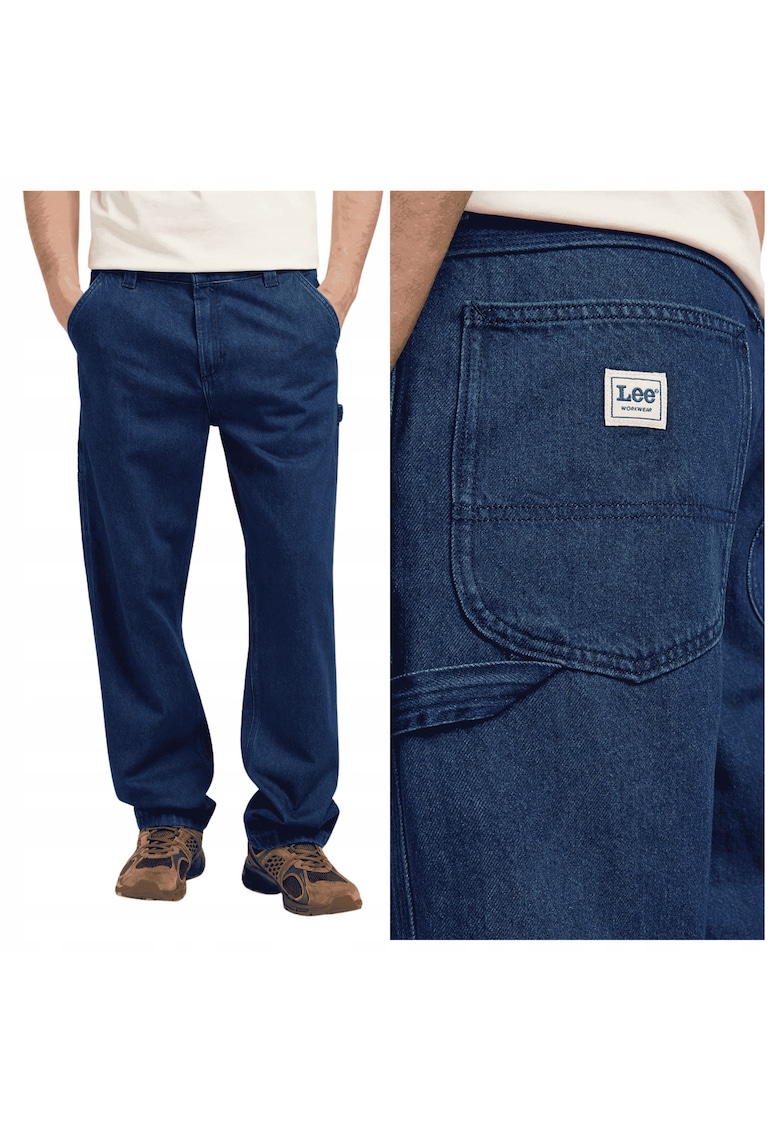 Blugi Barbati - Carpenter Fit - Talie Medie - 5 Buzunare - Fermdwqfwqoar - Lungi - Bumbac - Albastru - Albastru