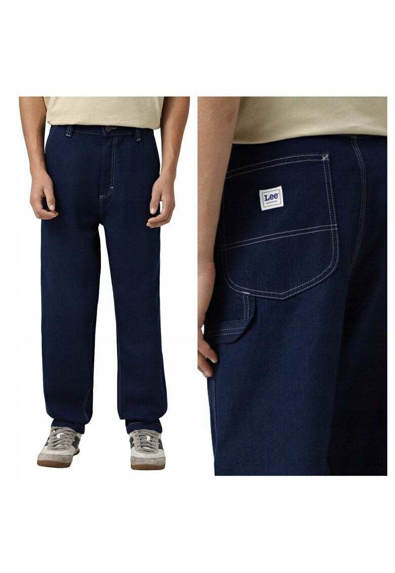 Blugi Barbati - Carpenter - Loose Fit - Talie Joasa - Lungi - Fermoar - 5 Buzunare - Bumbac - W34-L32 US - Albastru