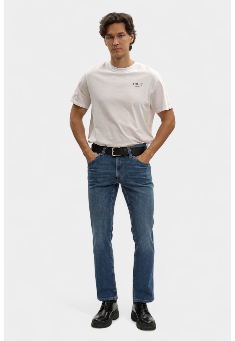 Blugi Barbati - Tramper Straight - Straight Fit - Talie Medie - 5 Buzunarwqfwe - Fermoar - Lungi - Bumbac - Albastru