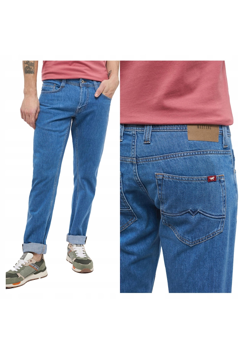 Blugi Barbati - Oregon Tapered - Slim Fit - Talie Joasa - 5 Budqfqunare - Fermoar - Lungi - Bumbac - Albastru - Albastru