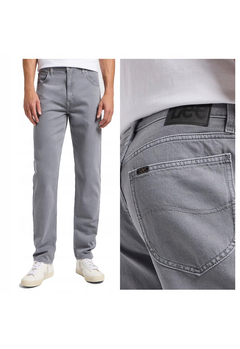 Blugi Barbati - Oscar - Straight Fit - Talie Medie - 5 Buzunare - Fermoar - Lungi - Bumbac - Gri - Gri