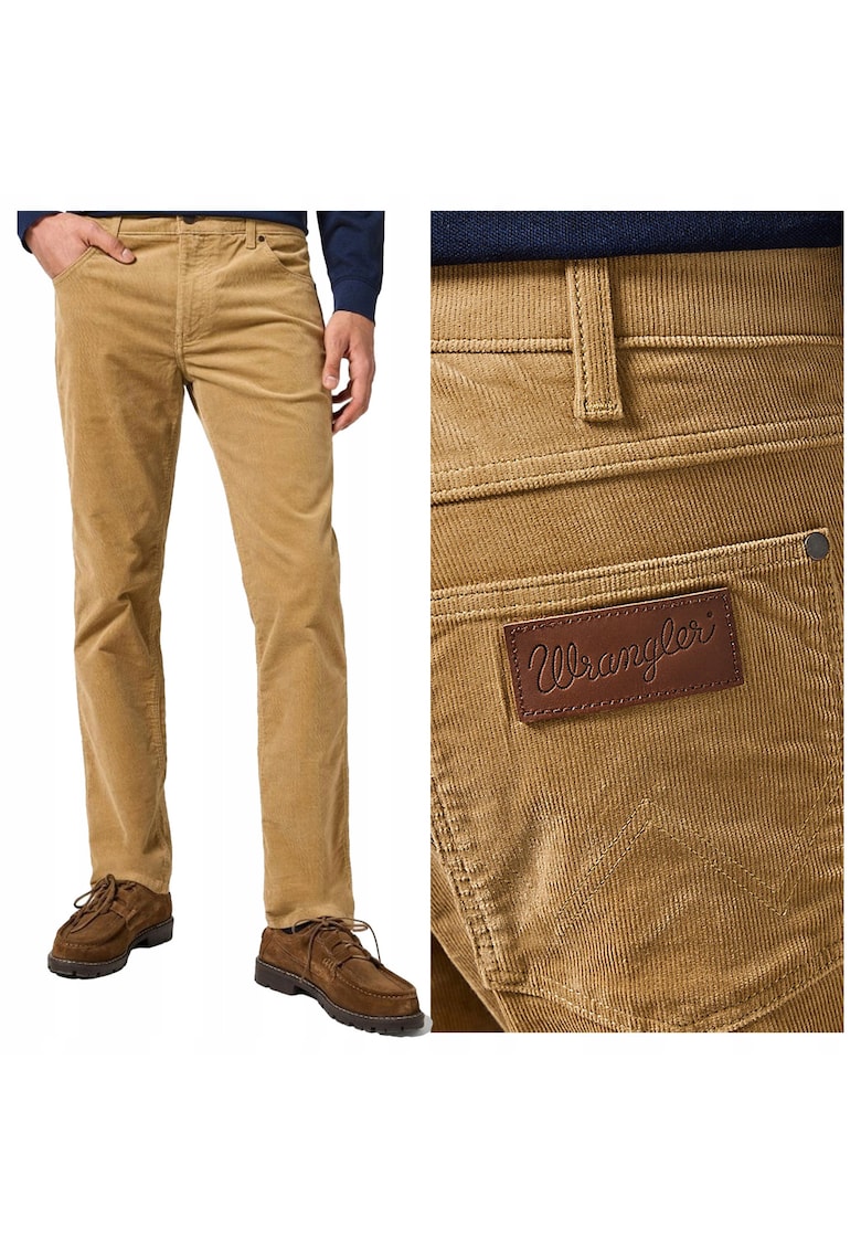 Blugi Barbati - Greensboro - Straight Fit - Talie Joasa - 5 Buzunare - Fermoar - Lungi - Bumbac - Maro - Maro nisip