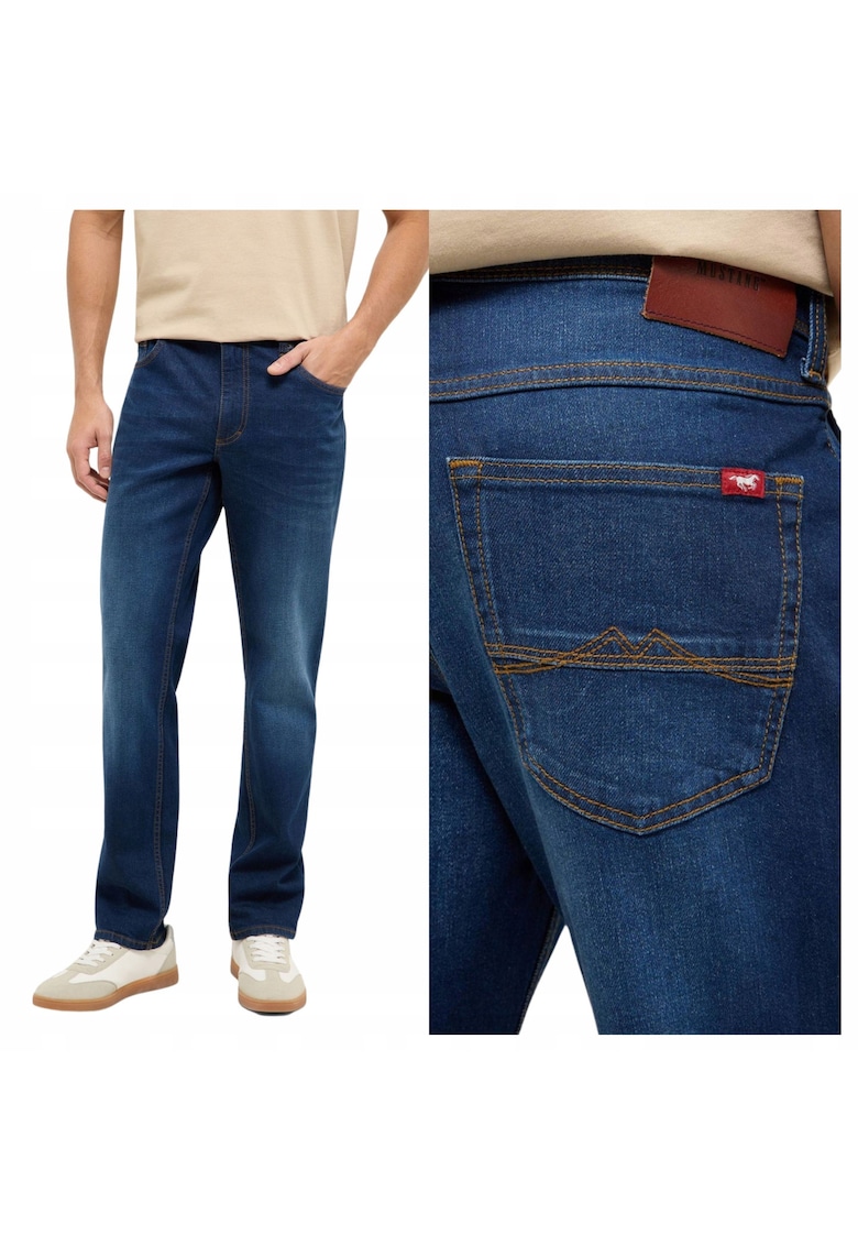 Blugi Barbati - Washington Straight - Straight Fit - Talie Medie - 5 Buzunare - Fermoar - Lungi - Bumbac - Albastru - Albastru
