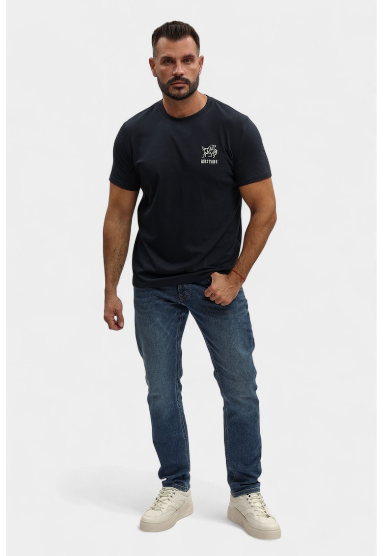 Blugi Barbati - Style Oregon Slim - Slim Fit - Talie Joasa - 5 Buzunare - Fermoar - Lungi - Bumbac - Albastru - Albastru
