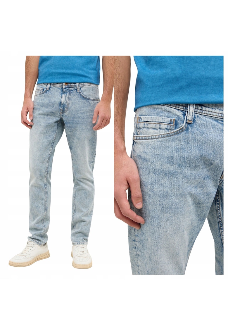 Blugi moderni pentru barbati - Marimea 33/32 - Albastru - Model Oregon Slim - Croiala stramta Slim fit cu picioare ingustate - Talie joasa - Inchidere practica cu fermoar - Aspect urban trend
