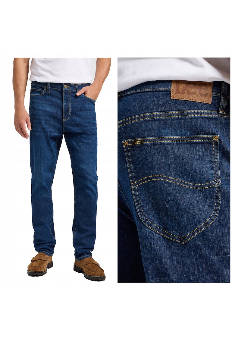 Blugi Barbati - Austin - Straight Fit - Talie Medie - 5 Buzunare - Fermoar - Lungi - Bumbac - W30-L30 US - Albastru