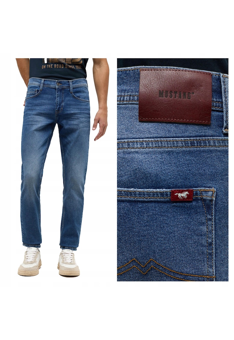 Blugi Barbati - Jeans Oregon Slim - Slim Fit - Talie Medie - 5 Buzunare - Fermoar - Lungi - Bumbac - W33-L30 US - Albastru