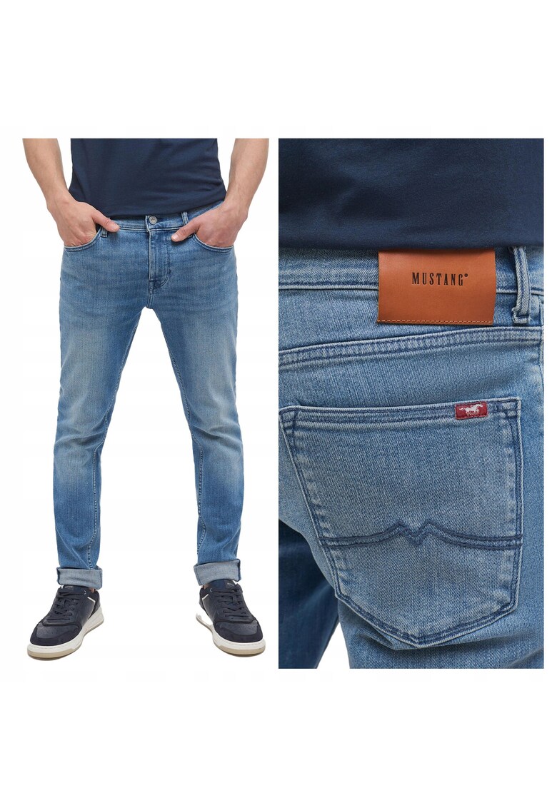 Blugi Barbati - Atlanta Super Skinny - Skinny Fit - Talie Medie - 5 Buzunare - Fermoar - Lungi - Bumbac - W34-L32 US - Albastru