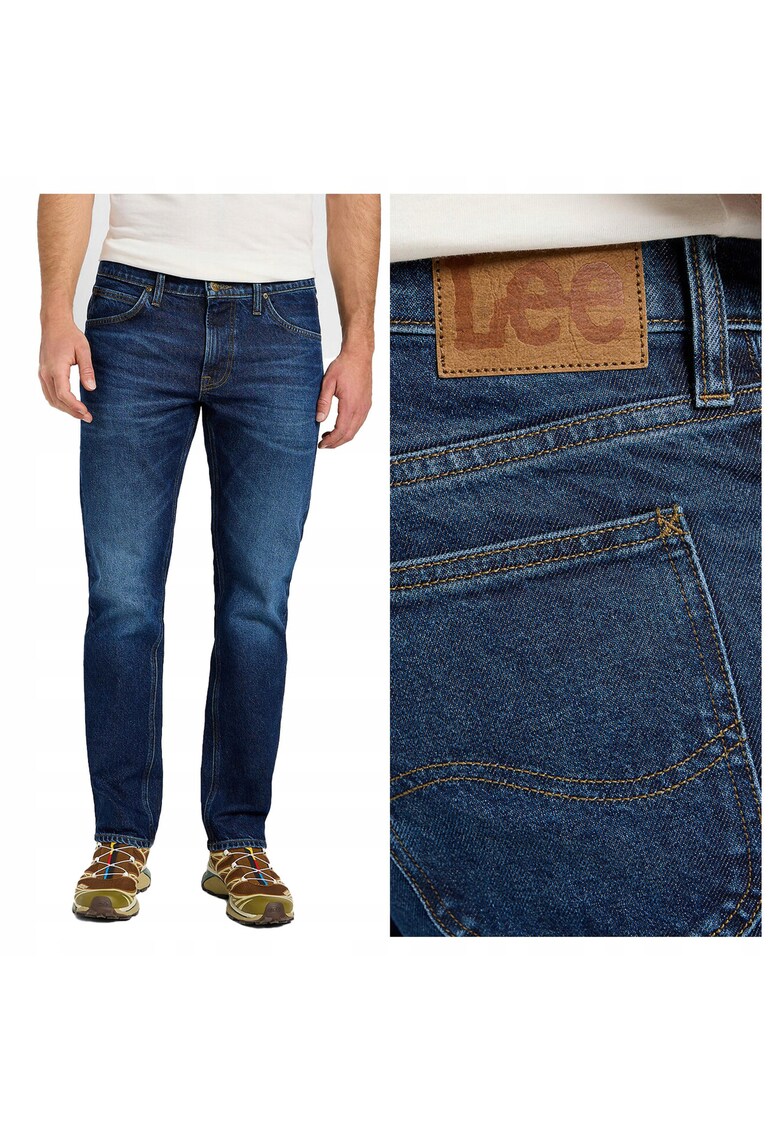 Blugi Barbati - Daren Zip Fly - Slim Fit - Talie Medie - 5 Buzunare - Fermoar - Lungi - Bumbac - W33-L30 US - Albastru