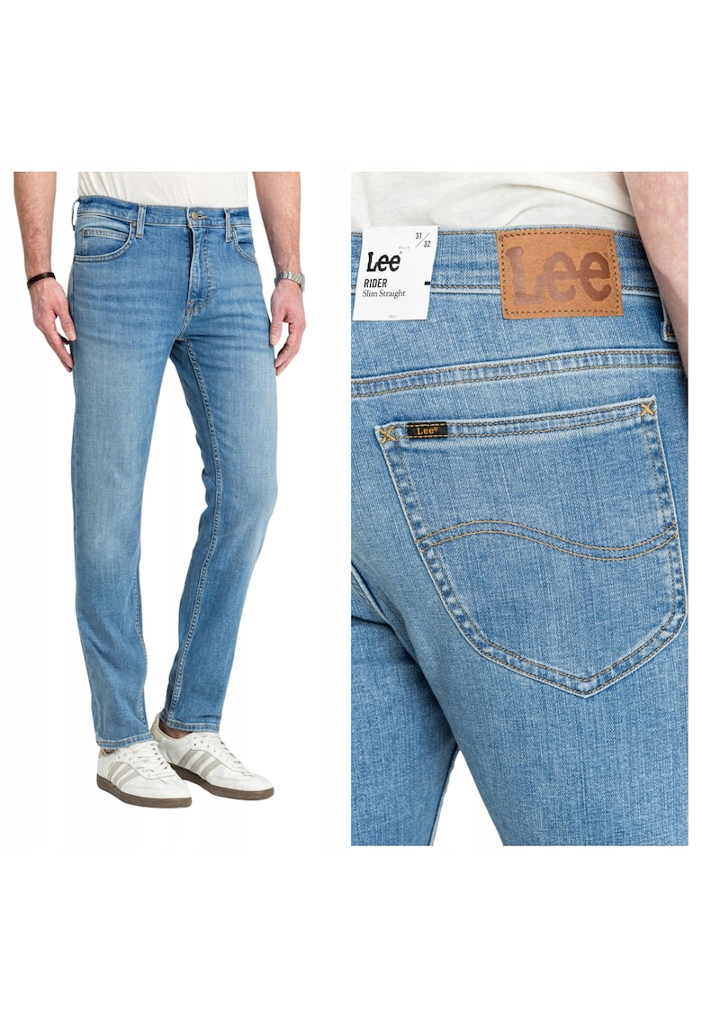 Blugi Barbati - 19 Series - Straight Fit - Talie Medie - 5 Buzunare - Fermoar - Lungi - Bumbac - W33-L36 US - Albastru
