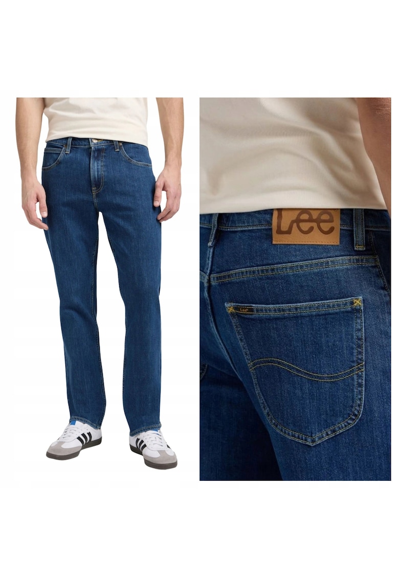 Blugi Barbati - Brooklyn - Straight Fit - Talie Medie - 5 Buzunare - Fermoar - Lungi - Bumbac - Albastru - Albastru
