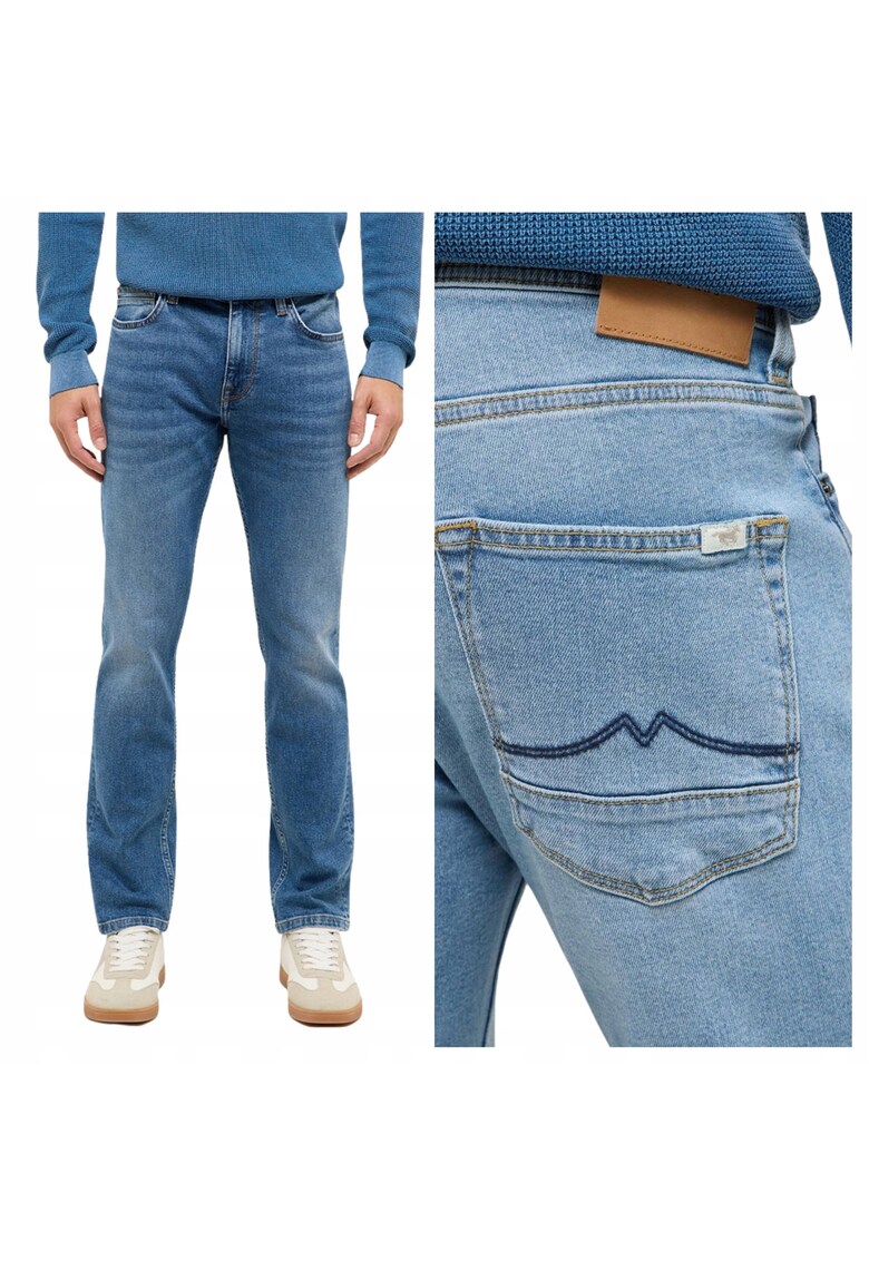 Blugi Barbati - Vegas Slim - Slim Fit - Talie Medie - 5 Buzunare - Fermoar - Lungi - Bumbac - Albastru - Albastru