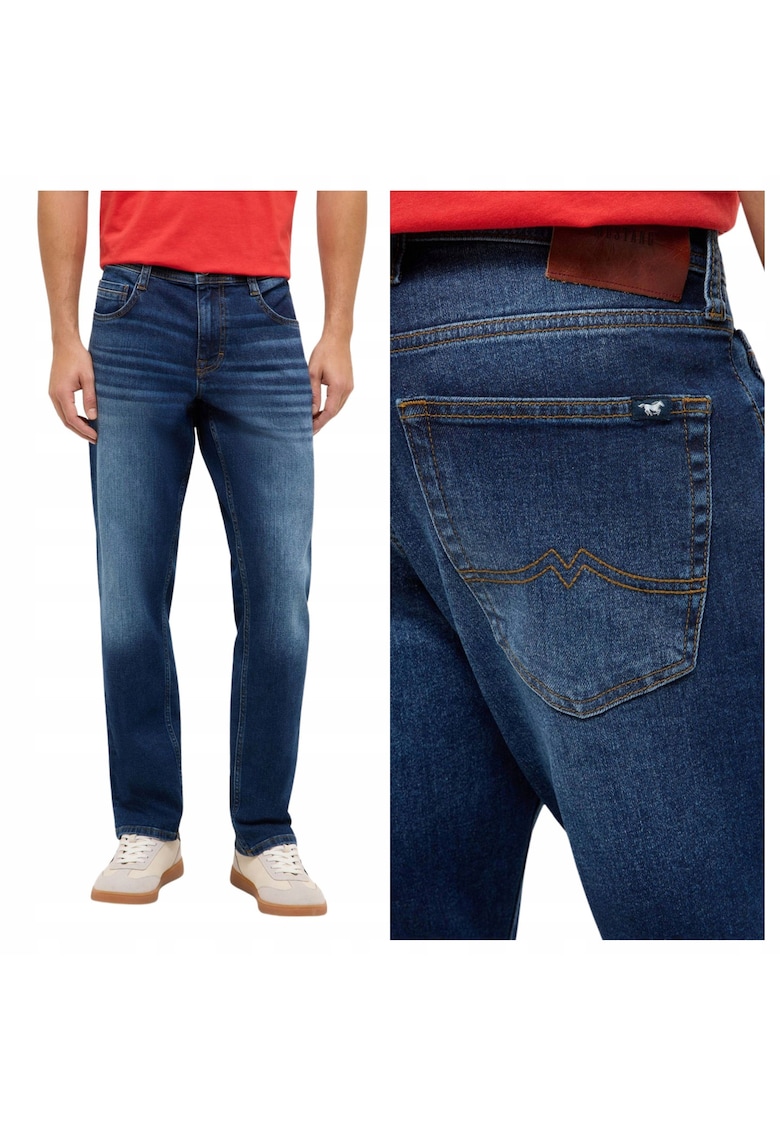 Blugi Barbati - Style Denver Straight - Straight Fit - Talie Medie - 5 Buzunare - Fermoar - Lungi - Bumbac - W35-L30 US - Albastru