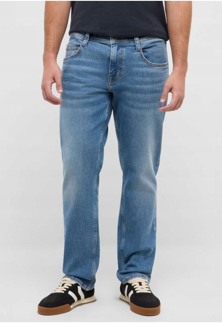 Blugi Barbati - Denver Straight -Straight Fit - Talie Medie - 5 Buzunare - Fermoar - Lungi - Bumbac - Albastru