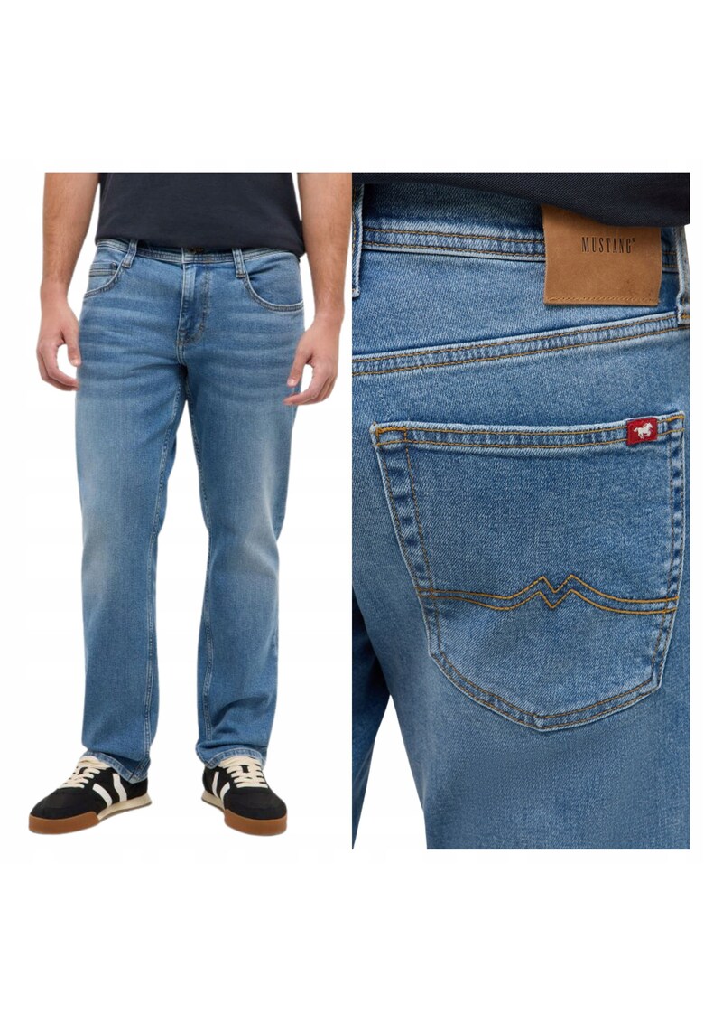 Blugi Barbati - Denver Straight - Straight Fit - Talie Medie - 5 Buzunare - Fermoar - Lungi - Bumbac - W36-L34 US - Albastru