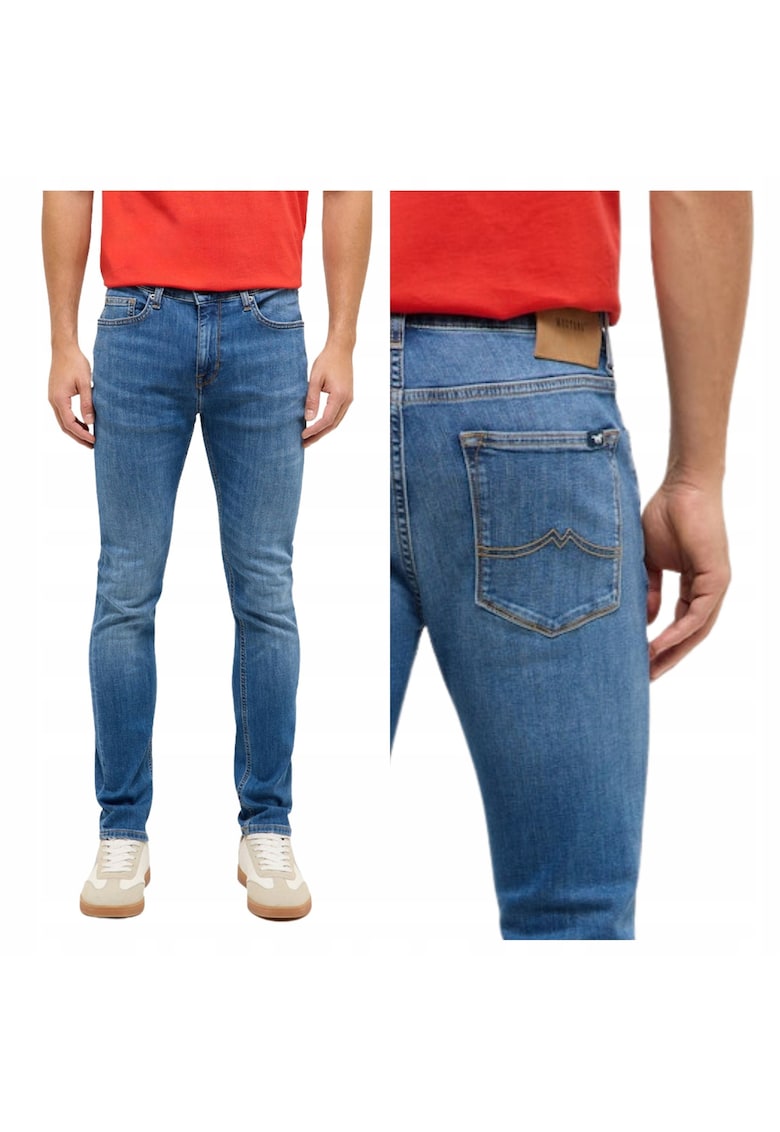 Blugi Barbati - Frisco Skinny - Skinny Fit - Talie Medie - 5 Buzunare - Fermoar - Lungi - Bumbac - Albastru - Albastru