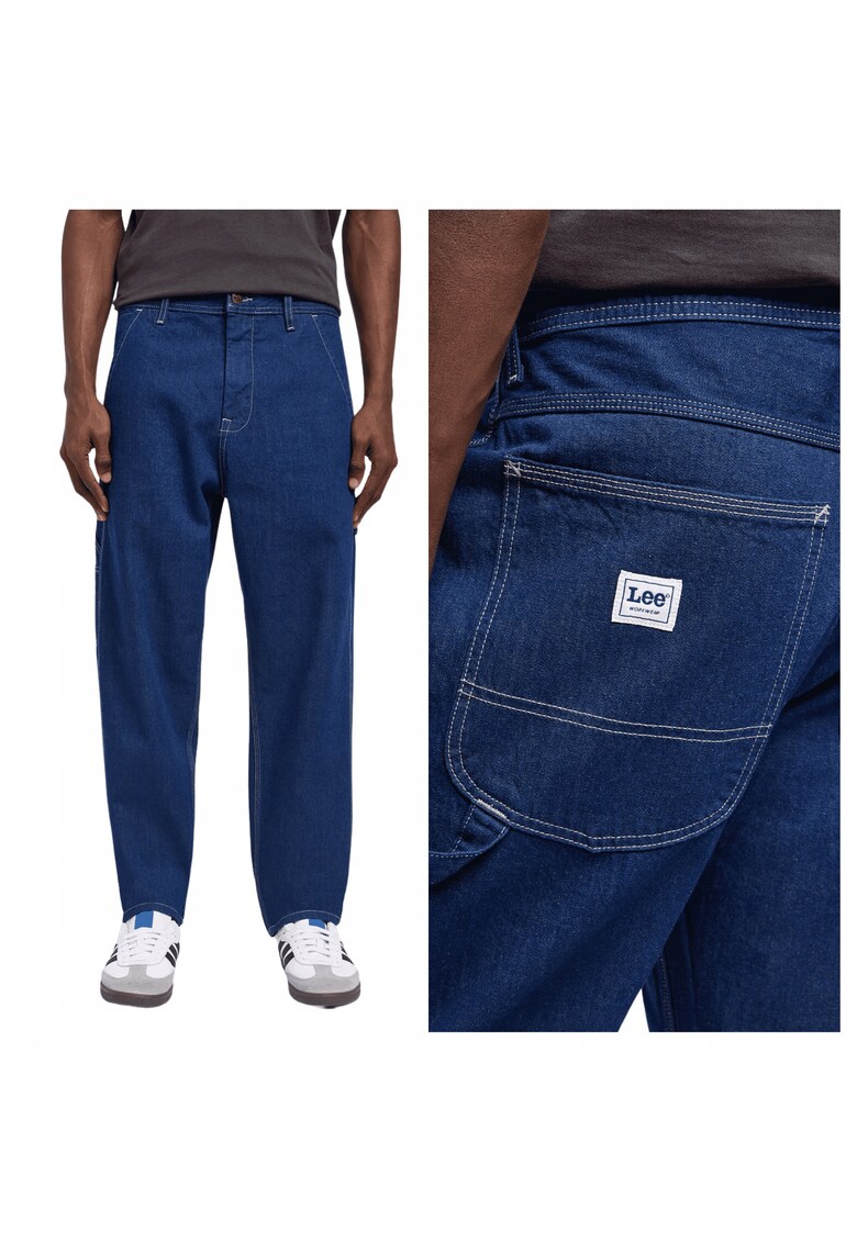 Blugi Barbati - Carpenter - Loose Fit - Talie Medie - 5 Buzunare - Fermoar - Lungi - Bumbac - W31-L34 US - Albastru