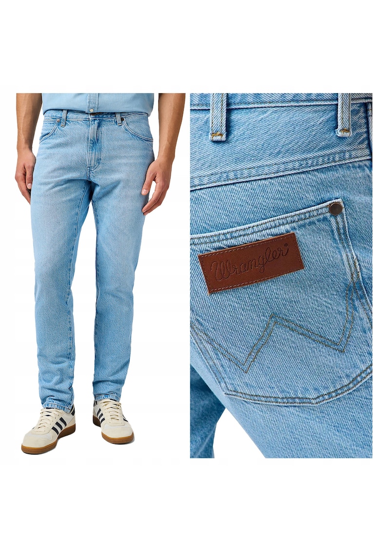 Blugi Barbati - River Arctic - Straight Fit - Talie Inalta - 5 Buzunare - Fermoar - Lungi - Bumbac - W33-L30 US - Albastru