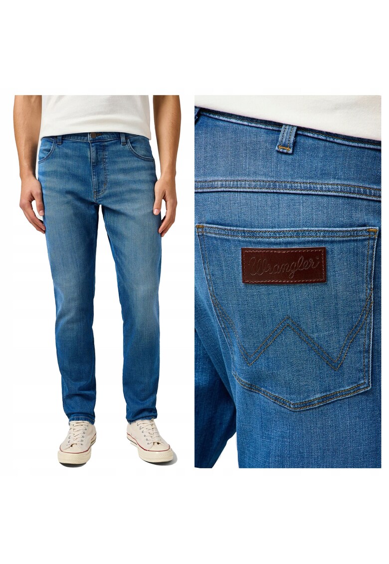 Blugi Barbati - River - Fit - Talie Medie - 5 Buzunare - Fermdwqoar - Lungi - Bumbac - Albastru - Albastru