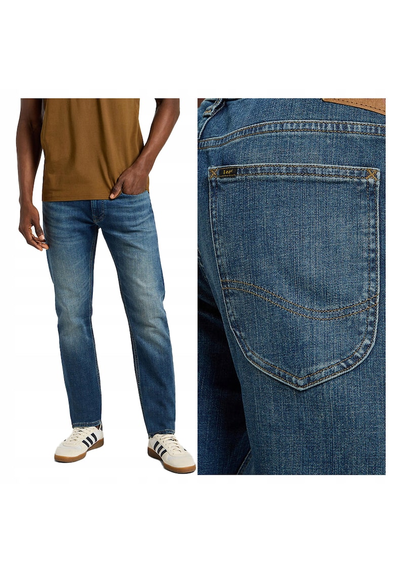 Blugi Barbati - Luke - Fit - Talie Medie - 5 Buzunare - Fermoar - Lungi - Bumbac - Albastru - Albastru