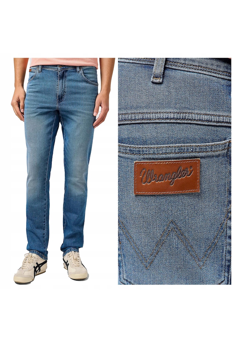 Blugi Barbati - Texas Slim - Straight Fit - Talie Medie - 5 Buzunare - Fdwqfermoar - Lungi - Bumbac - Albastru - Albastru