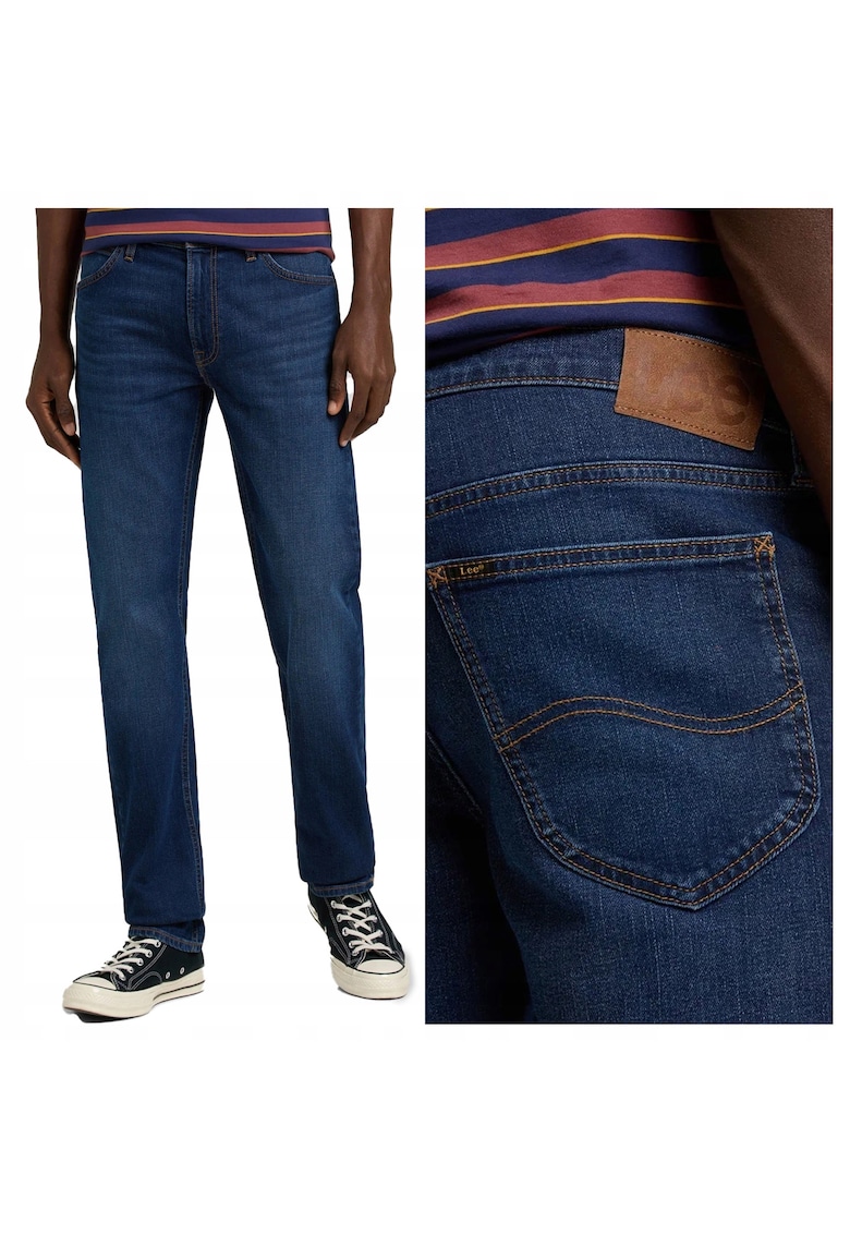 Blugi Barbati - Daren Zip Fly - Straight Fit - Talie Medie - 5 Buzunare - Fermoar - Lungi - Bumbac - W34-L30 US - Albastru