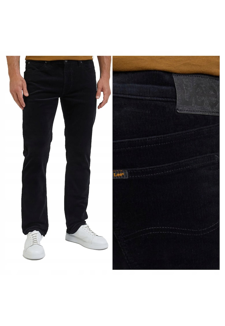 Blugi Barbati - Daren Zip Fly - Straight Fit - Talie Medie - 5 Buzunare - Fermoar - Lungi - Bumbac - Negru - Negru