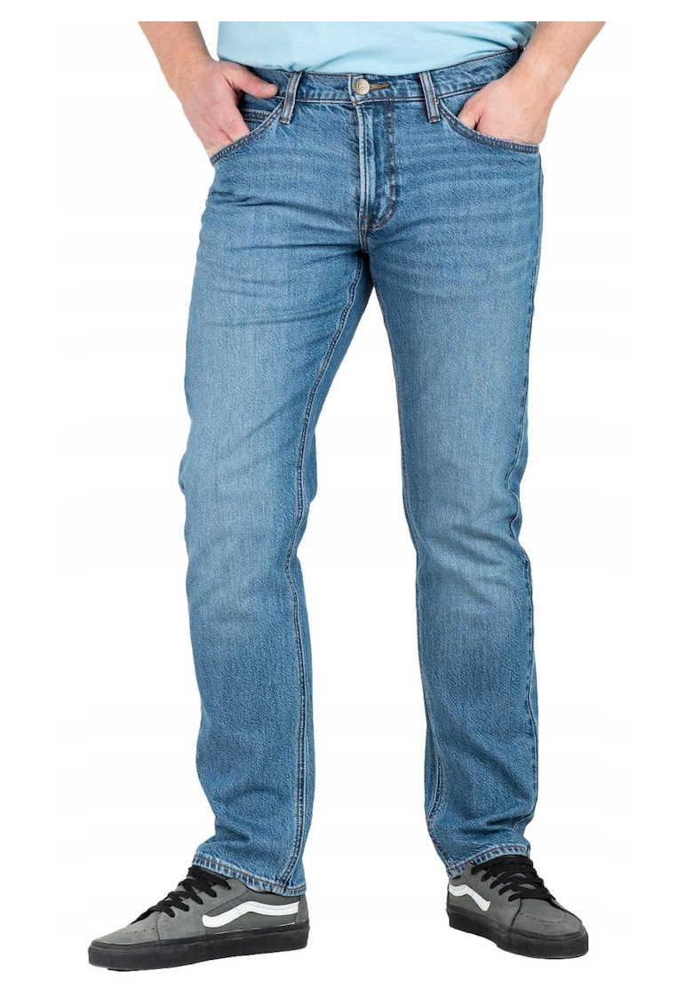 Blugi Barbati - Daren Zip Fly - Slim Fit - Talie 5 Buzunare - Fermoar - dwqfqwLungi - Bumbac - Albastru - Albastru