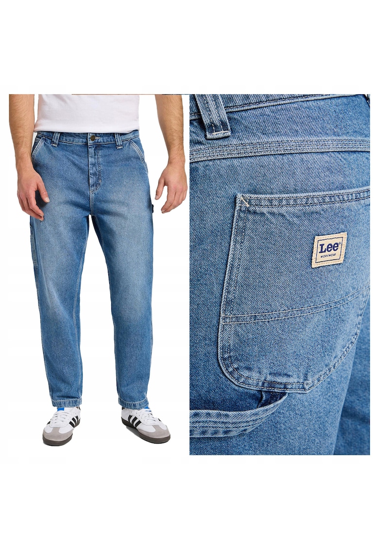 Blugi Barbati - Carpenter - Straight Fit - Talie Medie - 5 Buzunare - Fermoar - Lungi - Bumbac - W36-L32 US - Albastru