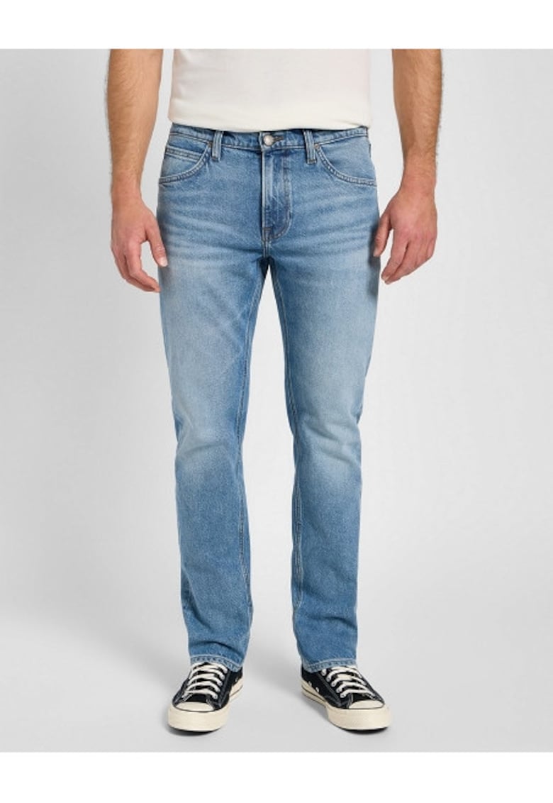 Blugi Barbati - Daren Zip Fly - Straight Fit - Talie Joasa - 5 Buzunare - Fermoar - Lungi - Bumbac - W34-L30 US - Albastru