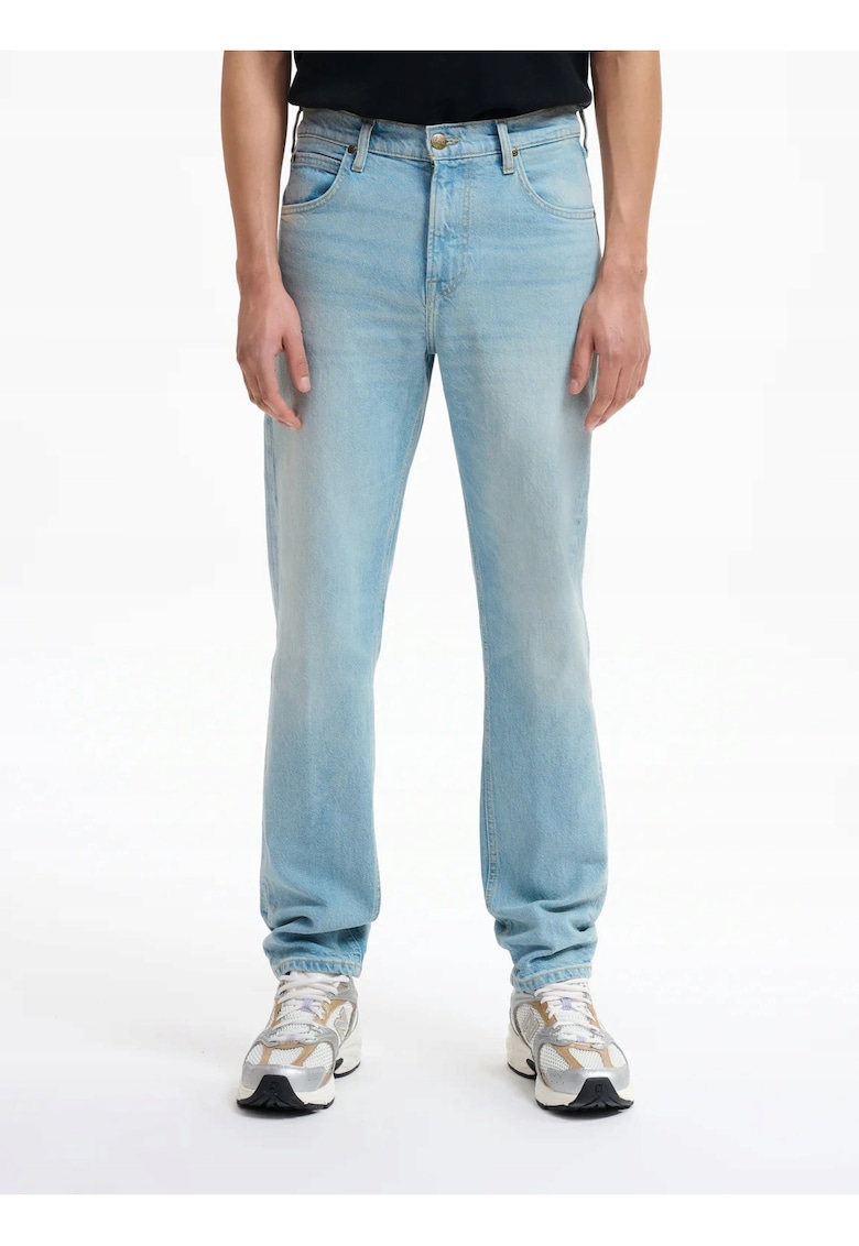 Blugi Barbati - Austin - Slim Fit - Talie Medie - 5 Buzunare - Fermoar - Lungi - Bumbac - W38-L34 US - Albastru