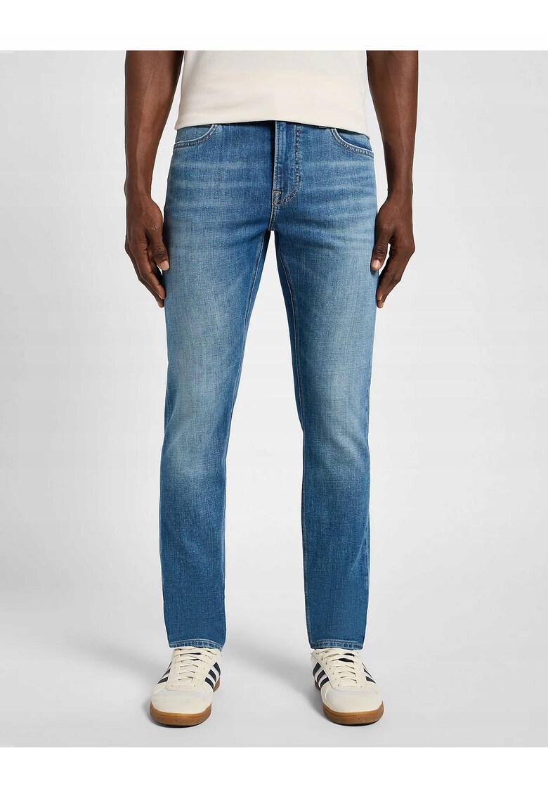 Blugi Barbati - Malone - Slim Fit - Talie Medie - 5 Buzunare - Fermoar - Lungi - Bumbac - W34-L34 US - Albastru