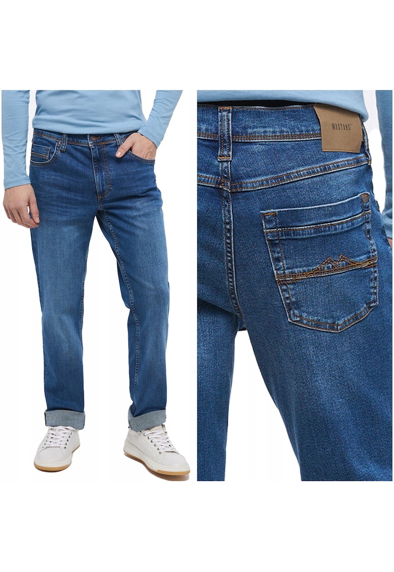 Blugi Barbati - Washington - Slim Fit - Talie Medie - 5 Buzunare - Fermoar - Lungi - Bumbac - W34-L34 US - Albastru