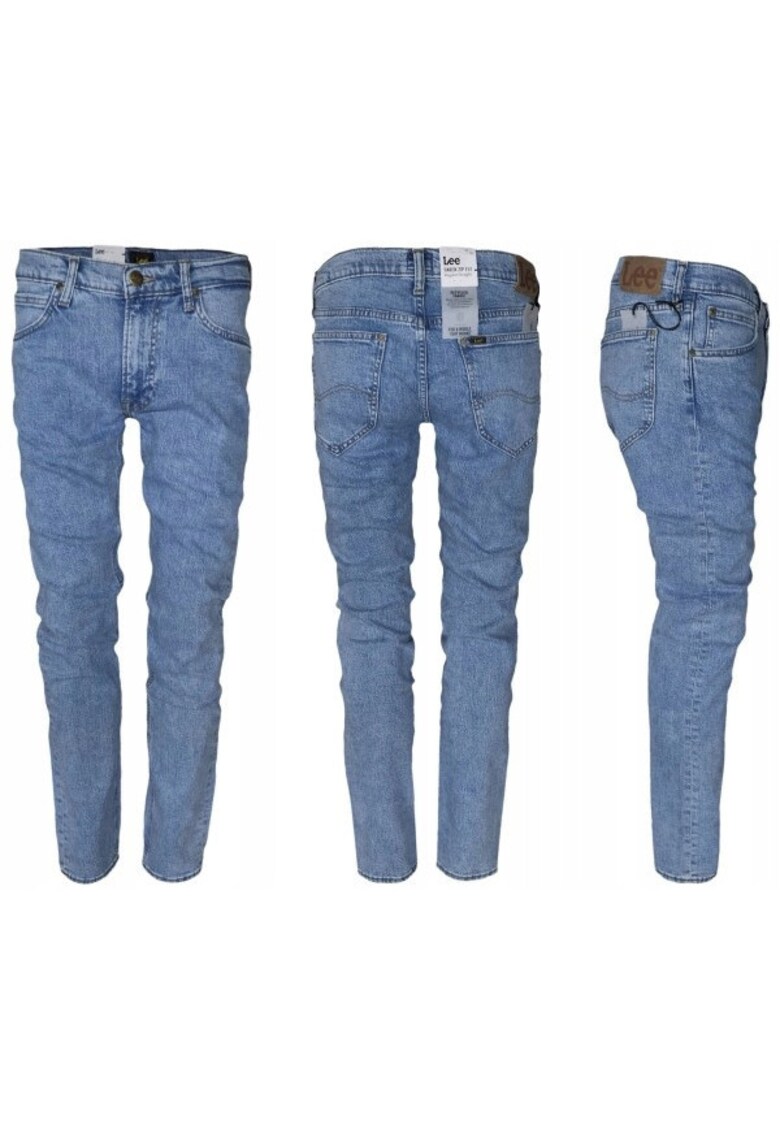 Blugi Barbati - Daren - Slim Fit - Talie Medie - 5 Buzunare - Fermoar - Lungi - Bumbac - Albastru - Albastru