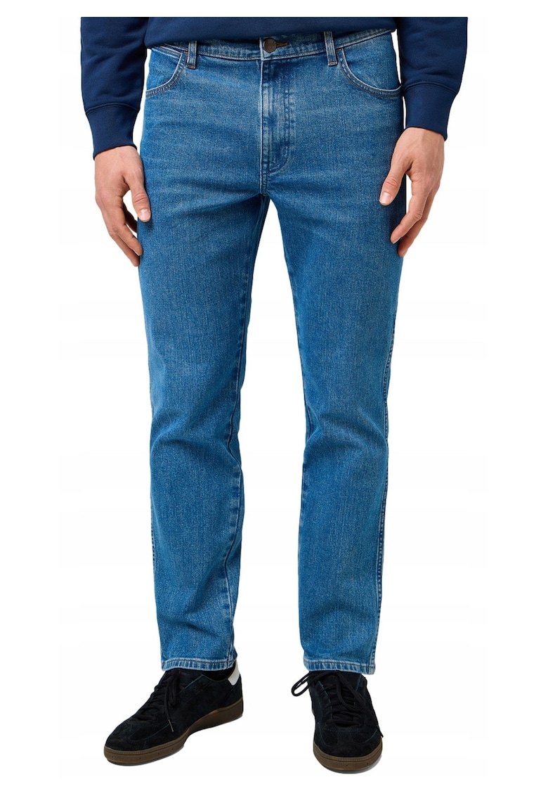 Blugi Barbati - River - Slim Fit - Talie Medie - 5 Buzunare - Fermoar - Lungi - Bumbac - Albastru - Albastru