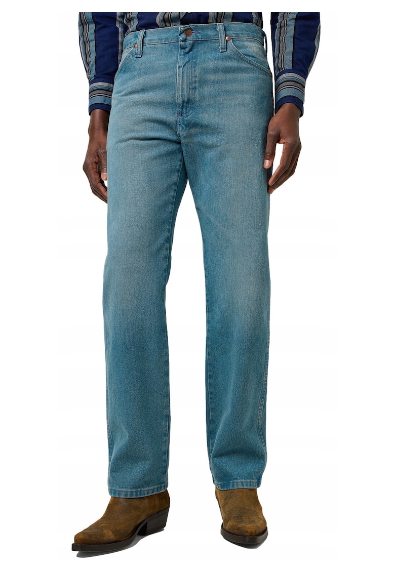 Blugi Barbati - 13MWZ - Straight Fit - Talie Medie - 5 Buzunare - Fermoar - Lungi - Bumbac - Albastru - Albastru