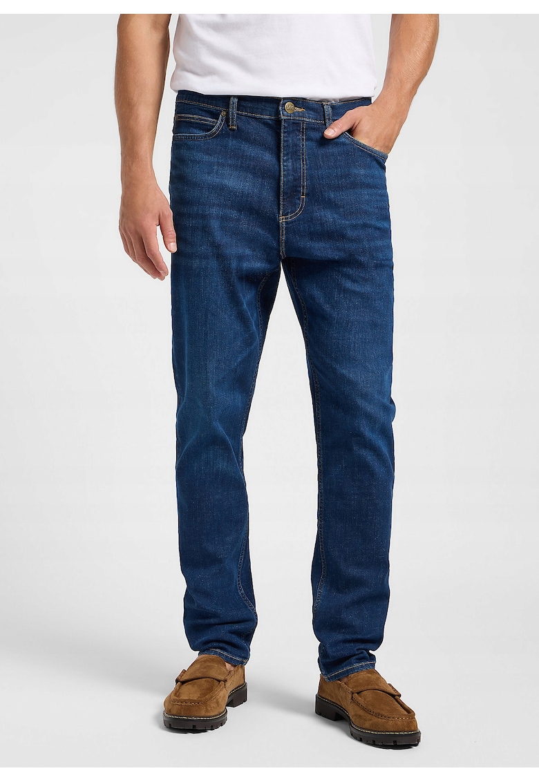 Blugi Barbati - Austin - Straight Fit - Talie Medie - 5 Buzunare - Fermoar - Lungi - Bumbac - Albastru - Albastru