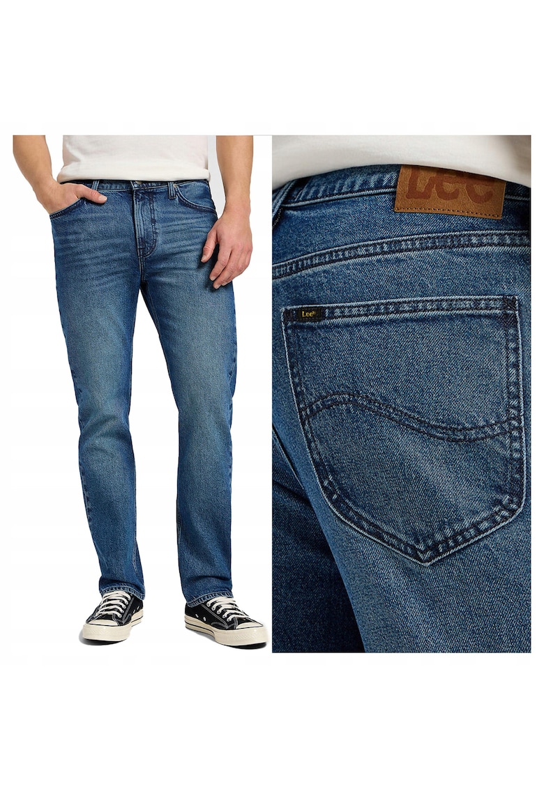 Blugi Barbati - West - Straight Fit - Talie Medie - 5 Buzunare - Fermoar - Lungi - Bumbac - W31-L30 US - Albastru