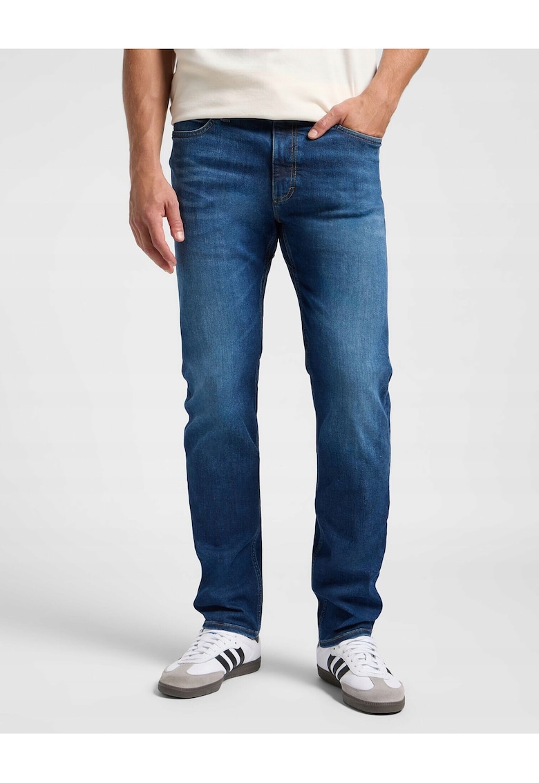 Blugi Barbati - X Slim - Straight Fit - Talie Medie - 5 Buzunare - Fwqfwqermoar - Lungi - Bumbac - Albastru - Albastru