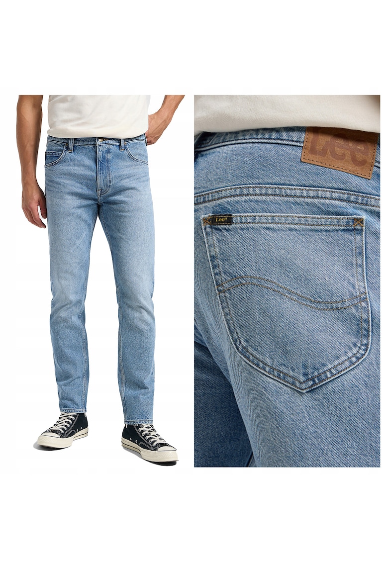 Blugi Barbati - Rider - Slim Fit - Talie Medie - 5 Buzunare - Fermoar - Lungi - Bumbac - Albastru - Albastru